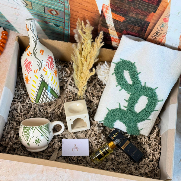 Coffret Cadeau XL Artisanal Amazigh ANAZUR crème & vert