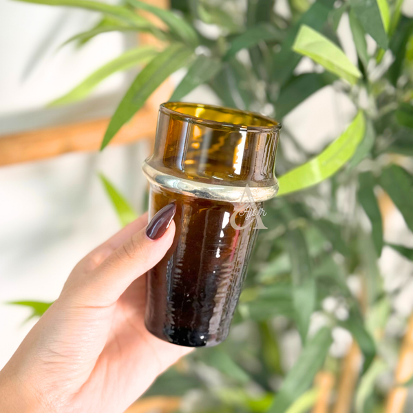 Set de 6 verres beldi ambrés marron et argenté