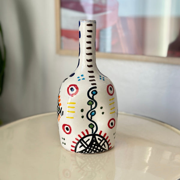 Vase artisanal bouteille amazigh Hennou