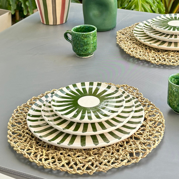 Set de 6 assiettes Tafoukt Vert rayé
