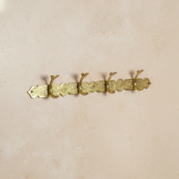 Barre murale à 4 crochets en laiton doré Zwak