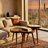 Trio de tables en bois et laiton Amanar