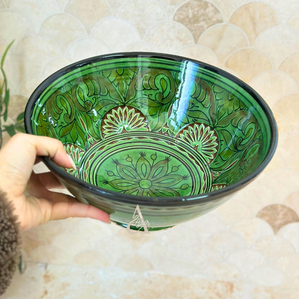 Grand Saladier Artisanal aux Motifs Nakch Marocain