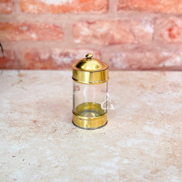 Boite en verre et laiton dorée