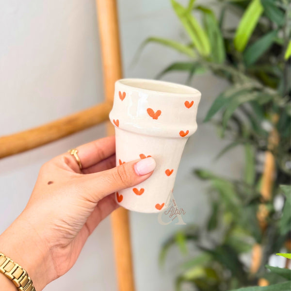 Verre Tayri beldi cœur orange