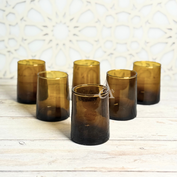 Set de 6 verres à eau/jus beldi marron