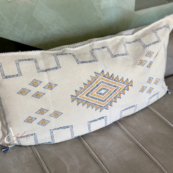 Grande housse de coussin Sabra (soie de cactus) blanc 2 - Ajbir
