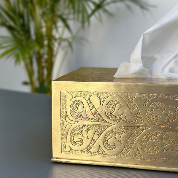 Boîte à mouchoirs en laiton doré - Ajbir