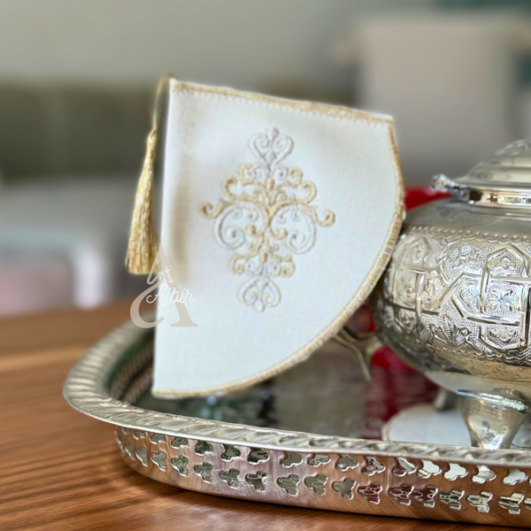 Duo porte-théière et sous-théière artisanal brodé Tazrout