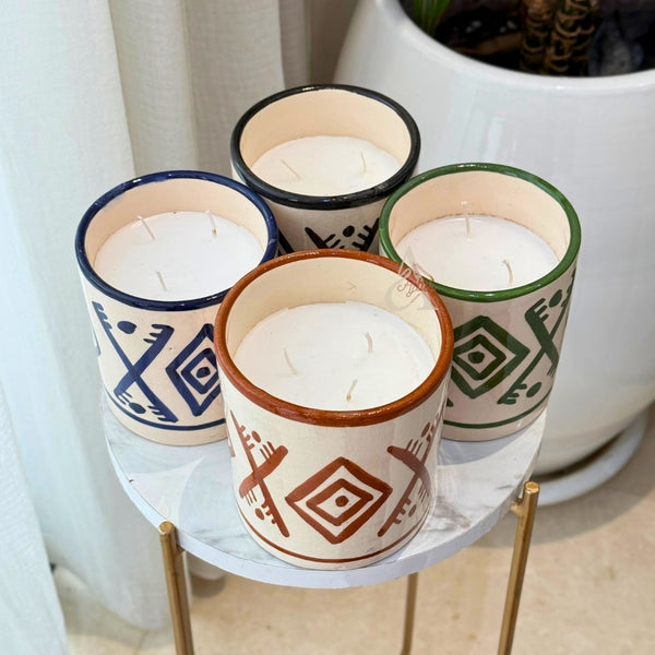 Bougie artisanale Amazigh bleue XL parfum Jasmin