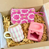 Coffret cadeau artisanal ondulé rose
