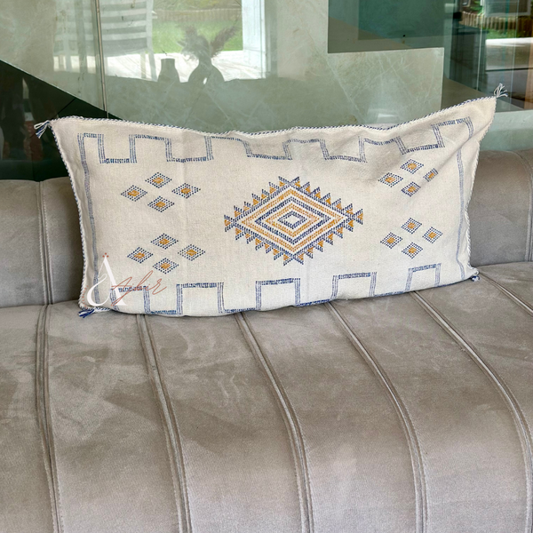 Grande housse de coussin Sabra (soie de cactus) blanc 2 - Ajbir