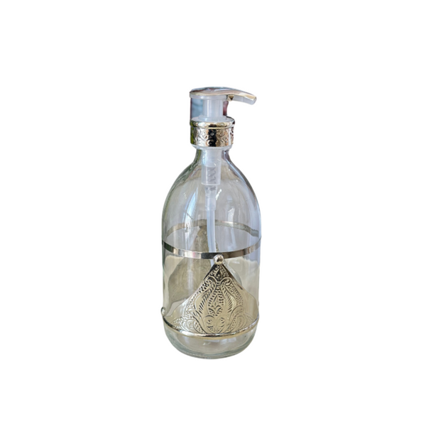 Distributeur de savon en verre et laiton argenté grand Adrar - Ajbir