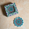 Pack 6 sous tasses Zellige fleur turquoise
