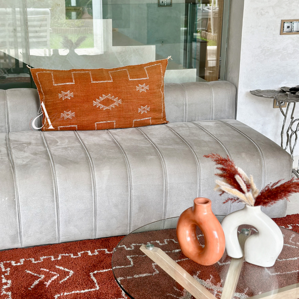 Grande housse de coussin Sabra (soie de cactus) terracota - Ajbir
