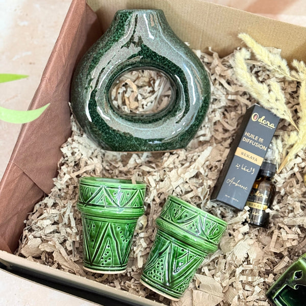 Coffret cadeau artisanal marocain XL vert