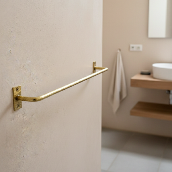 Barre porte-serviette murale en laiton doré 50 cm
