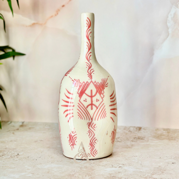 Vase bouteille amazigh rose