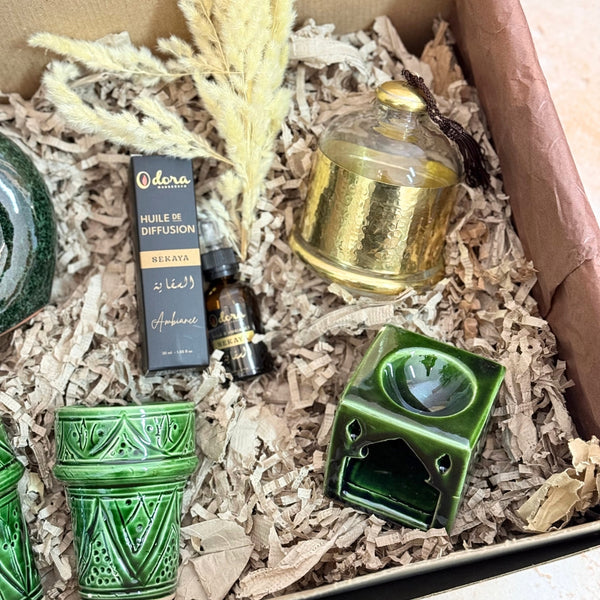 Coffret cadeau artisanal marocain XL vert