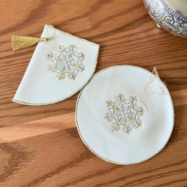 Duo porte-théière et sous-théière artisanal brodé Tafsut