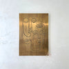 Tableau Oudm en laiton doré vieilli - Art abstrait visage linéaire gravé
