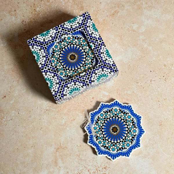 Pack 6 sous tasses Zellige fleur multicolore