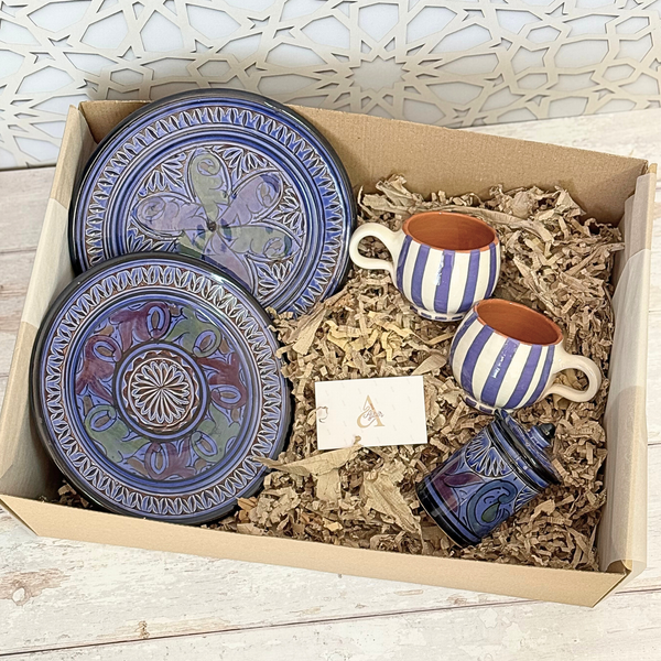 Coffret Cadeau Artisanale XL Vaisselle Bleu Majorelle