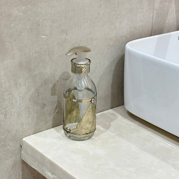 Distributeur de savon en verre et laiton argenté Adrar - Ajbir