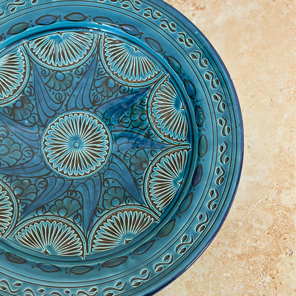 Assiette Nakch bleu pétrole 35cm