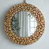 Miroir Rotins de bois rond 60cm