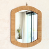Miroir artisanal rectangulaire arrondi – Cadre en raphia naturel (3 tailles)