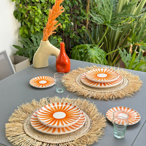 Service assiettes Tafoukt orange (12 pièces) - Ajbir
