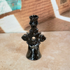 Porte bougie en céramique artisanale noire mouchetée