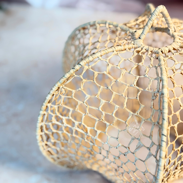 Suspension artisanale ronde en fibres naturelles