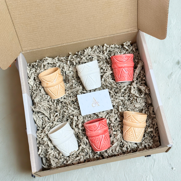 Coffret cadeau 6 tasses artisanales Taddart