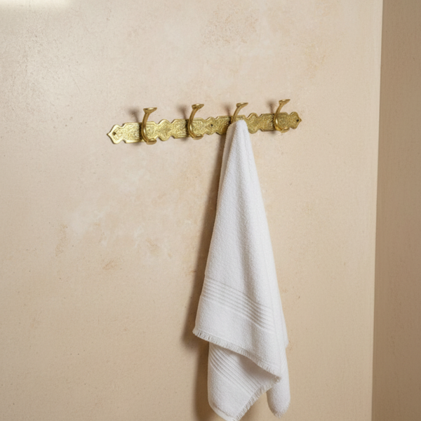Barre murale à 4 crochets en laiton doré Zwak