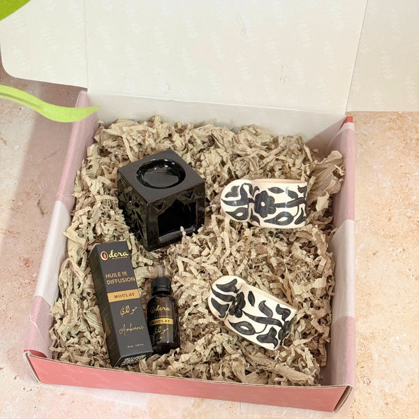 Coffret cadeau artisanal fleur noir