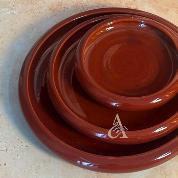 Set de 3 assiettes Amur en céramique artisanale Bordeaux