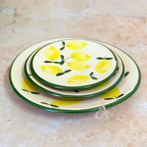 Set de 3 Assiettes Artisanales aux Motifs Citron