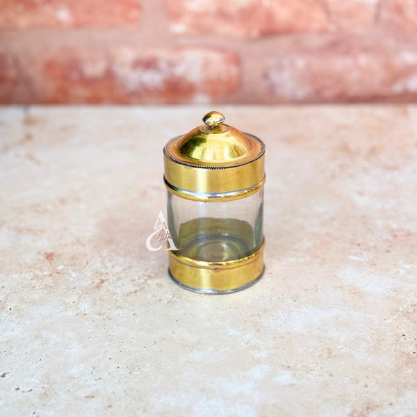 Boite en verre et laiton dorée