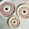 Set de 3 Assiettes Azrar en Céramique Artisanale motif coeur