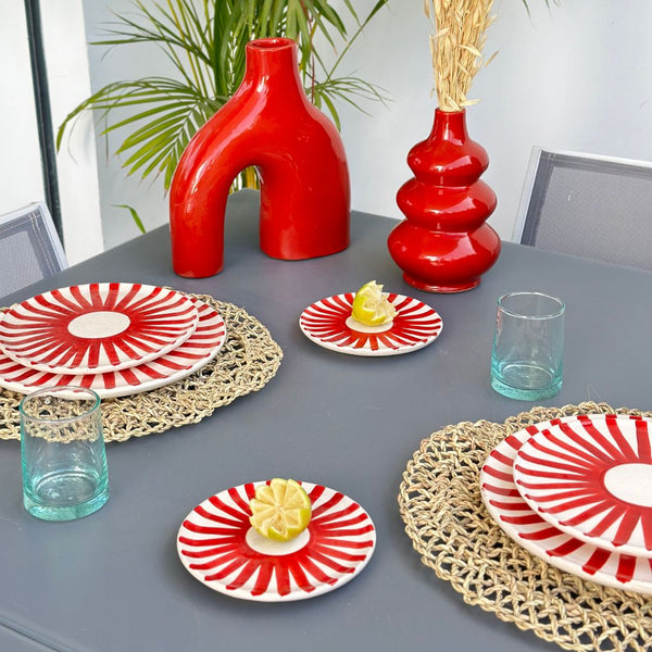 Service assiettes Tafoukt rouge (12 pièces) - Ajbir