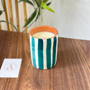 Bougie artisanale rayée en terre cuite parfum Jasmin