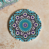 Pack 6 sous tasses Zellige rond turquoise
