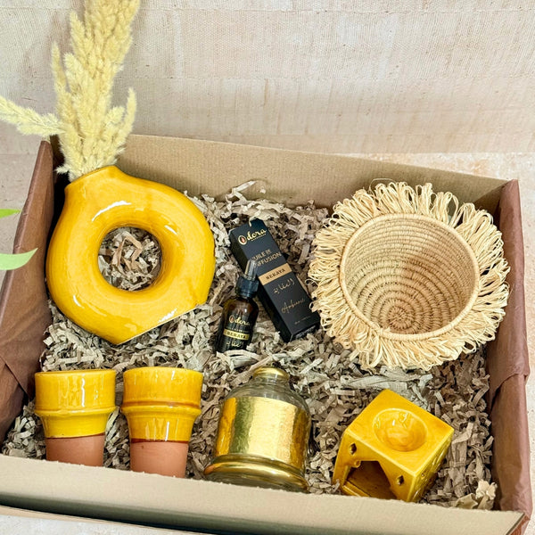 Coffret cadeau artisanal XL jaune moutarde