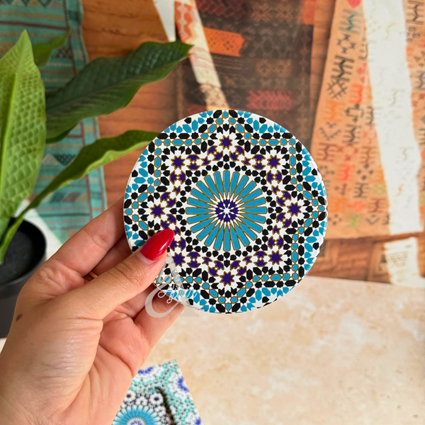 Pack 6 sous tasses Zellige rond turquoise