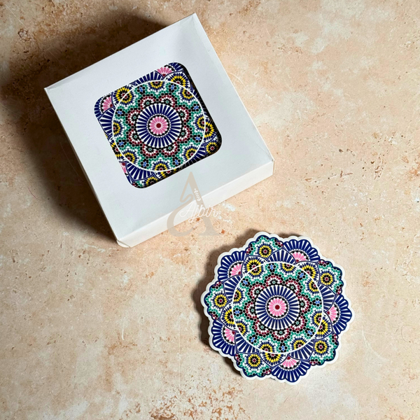 Pack 6 sous tasses Zellige mauve & rose