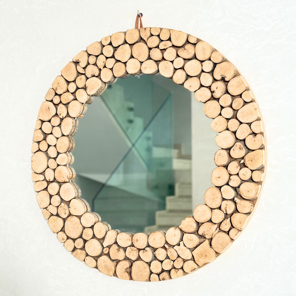 Miroir Rotins de bois rond 60cm