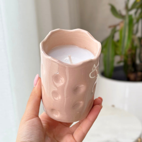 Bougie artisanale parfumée minimaliste – Pot nude en terre cuite