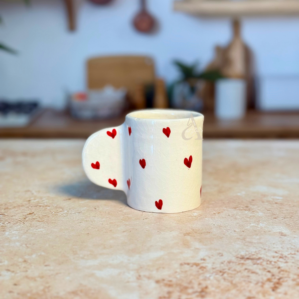 Tasse à café artisanal Tayri coeurs